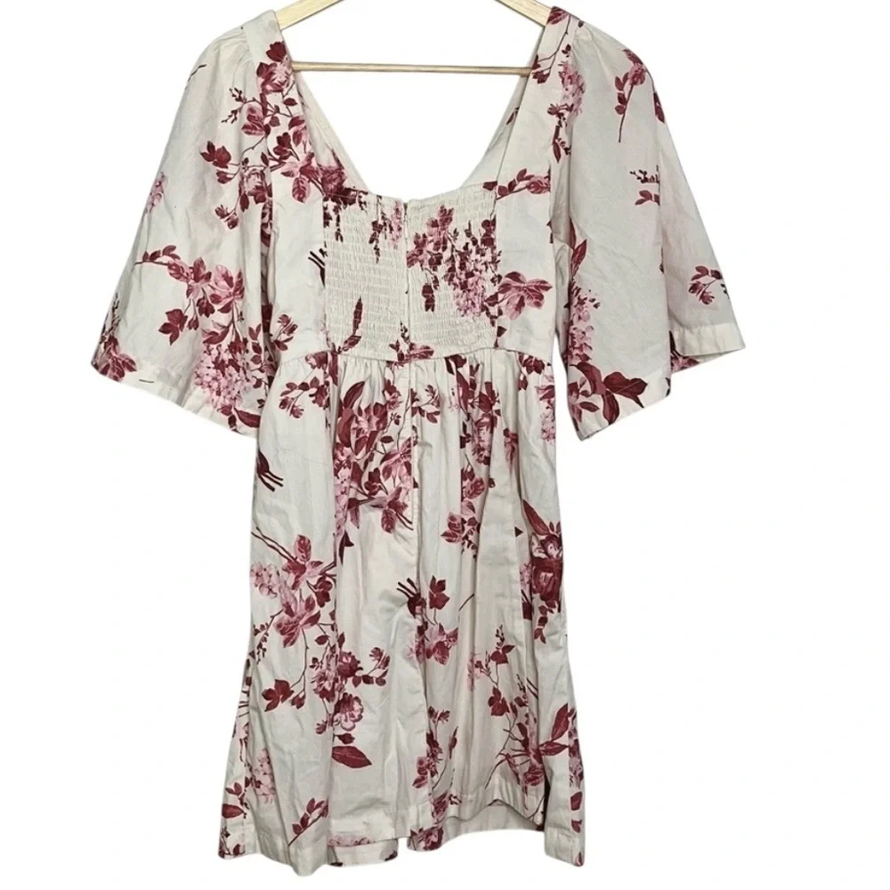 🔆 Abercrombie & Fitch Pink Floral Cutout Poplin Mini Dress - Small - Picture 5 of 7